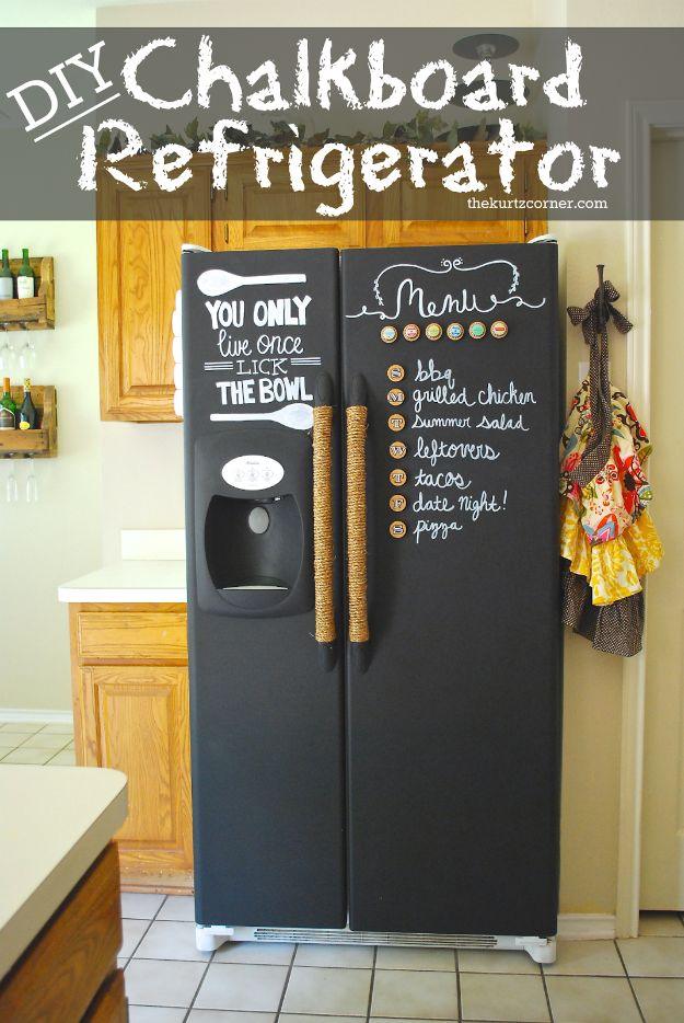 DIY Chalkboard Refrigerator, worth adding to the weekend project list and quick enough to finish in an afternoon