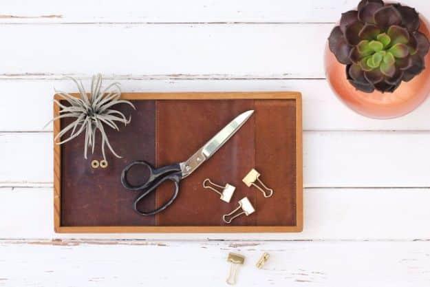 DIY Leather Catchall Tray, a favorite diy wedding gift idea worth giving and easy enough for a first try at home
