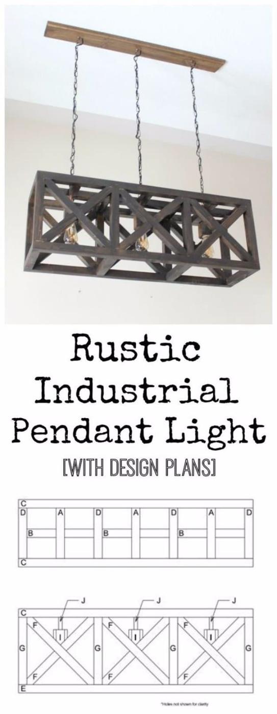 DIY Renters Decor Ideas - Rustic Industrial Pendant Light - Cool DIY Projects for Those Renting Aparments, Condos or Dorm Rooms - Easy Temporary Wall Art, Contact Paper, Washi Tape