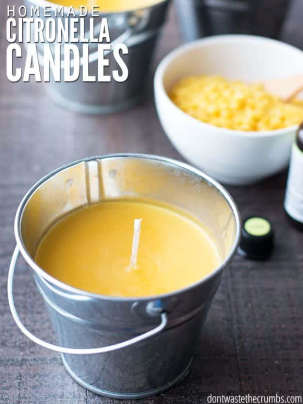 Citronella candle poured at home for a bug repelling patio accessory for anyone who loves this hobby