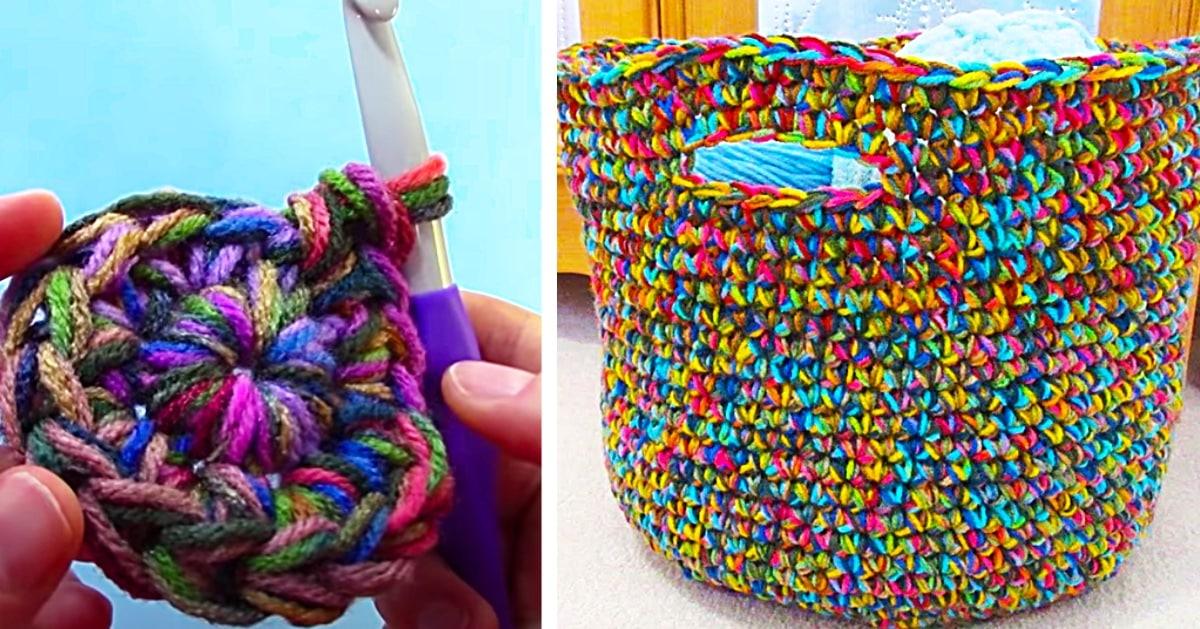 How To Crochet A Variegated Yarn Basket