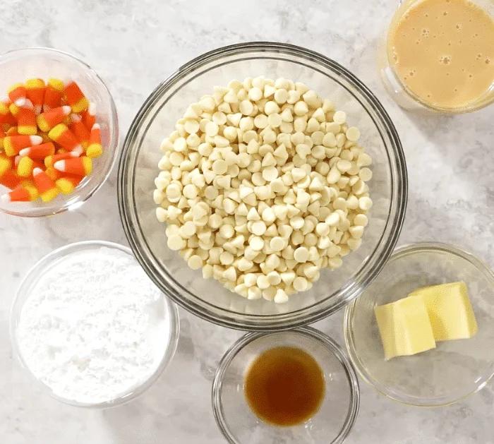 Ingredients for Candy Corn Fudge