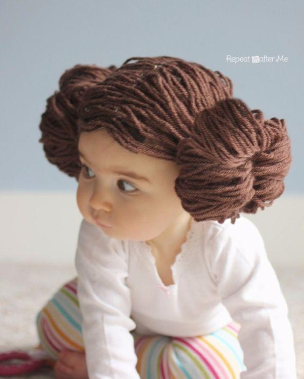 Princess Leia Yarn Wig, a cozy DIY yarn idea to try at home and a budget friendly way to use leftover yarn