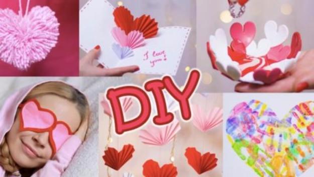 A collection of handmade Valentine's Day gift ideas including jars jewelry and paper crafts for Valentine's decorating