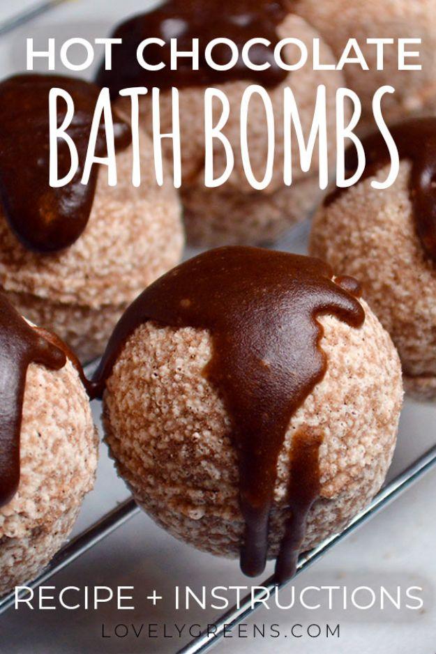 Hot Chocolate Bath Bombs, a fizzy homemade soak, mixed in minutes with ingredients from the kitchen shelf