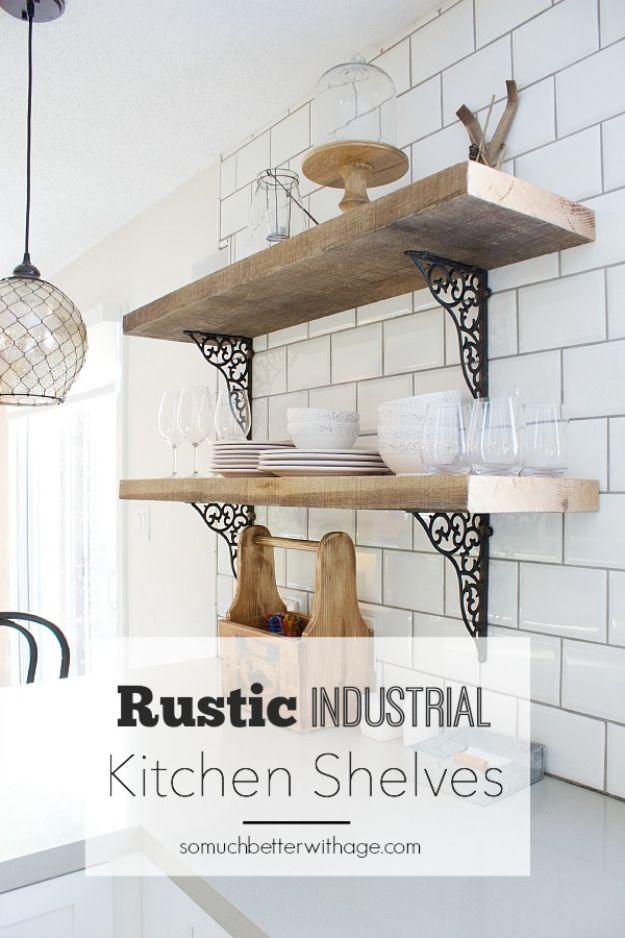 Rustic Industrial Kitchen Shelves, doable in a single sitting with basic tools and a keepsake worth handing down