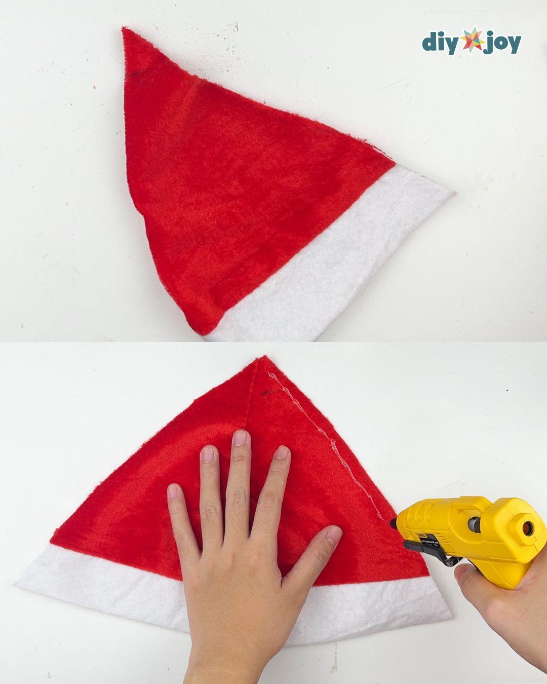 Homemade Santa Chocolate Jar — cutting and gluing
