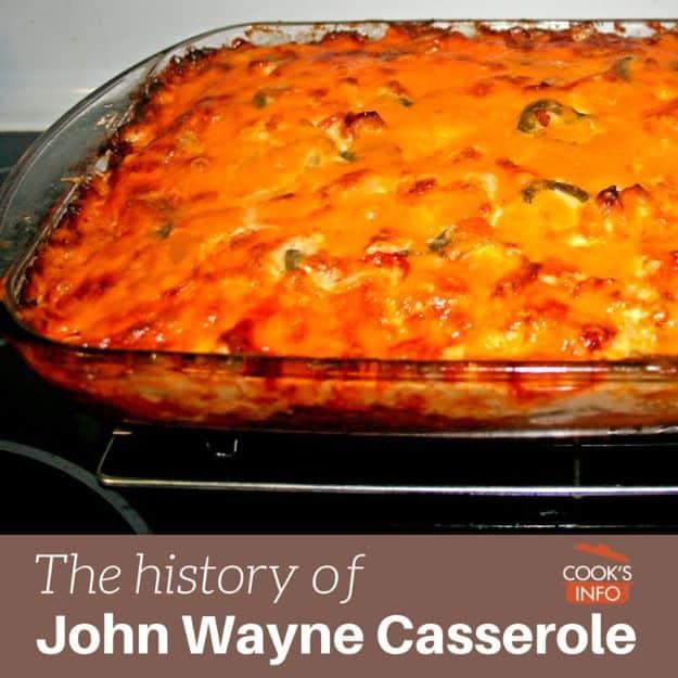 A bubbling John Wayne chili cheese casserole topped with melted cheddar, a classic celebrity dinner recipe