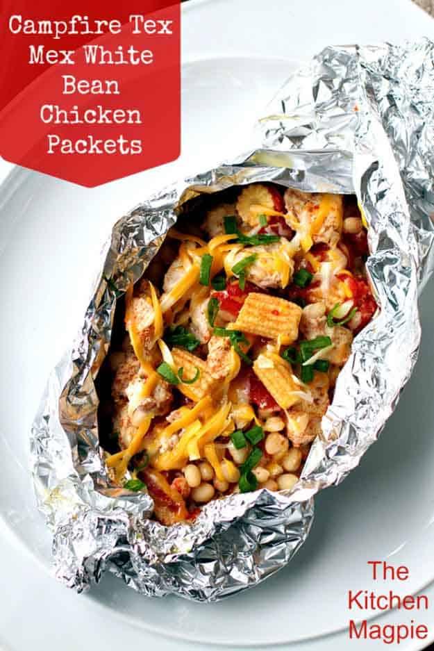 Easy Chicken Grilling Recipe in Foil | BBQ Meat Recipe Ideas | Tex Mex Chicken & White Bean Foil Packets | DIY Projects & Crafts by Sueeye at