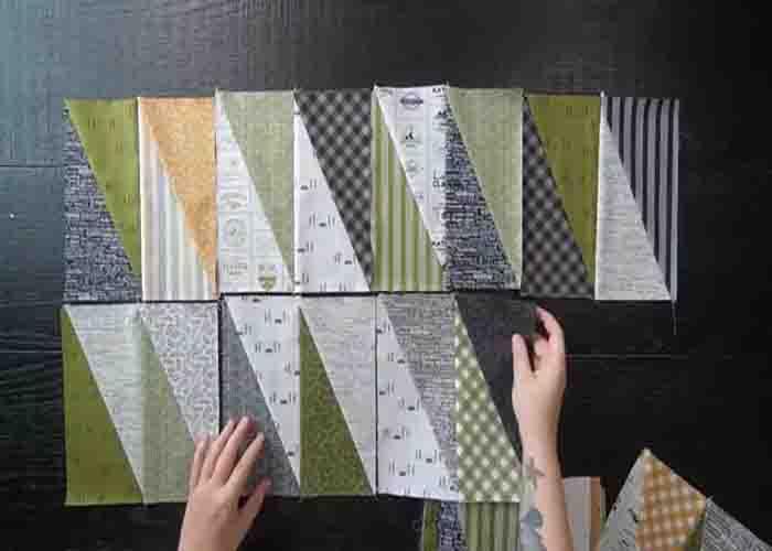 Assembling the quilt block to finish the pike's peak pattern