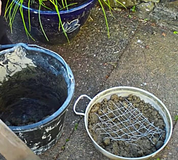 Mix Concrete To Make A Sea Glass Stepping Stone