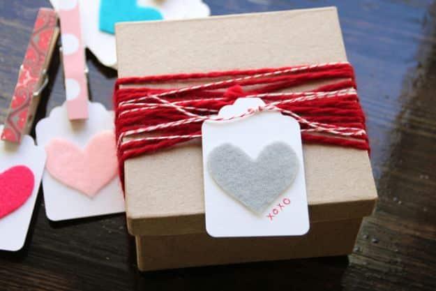 Felt Heart Gift Tags, speedy enough to wrap up in one evening and a find that looks like it came from a boutique