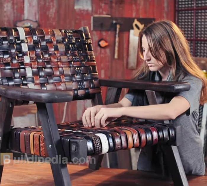 Easy DIY Lounge Chair Using Old Leather Belts