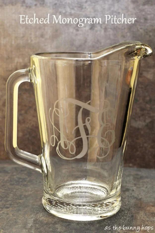 Etched Monogram Pitcher, quick enough to finish before nap time and proof a small change makes a real difference
