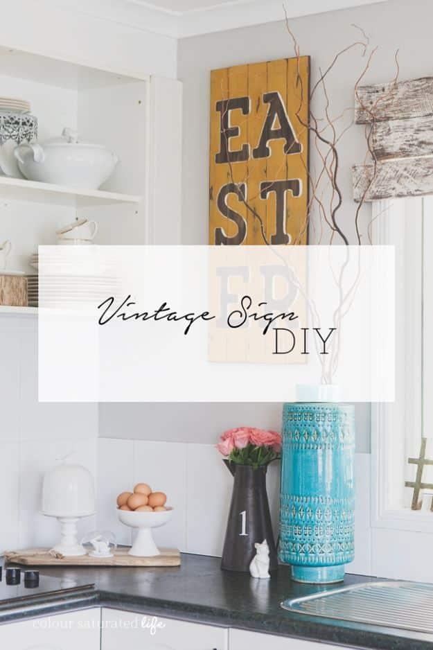 DIY Vintage Signs - Vintage Sign Colour Saturated - Rustic, Vintage Sign Projects to Make At Home - Creative Home Decor on a Budget and Cheap Crafts for Living Room, Bedroom and Ki