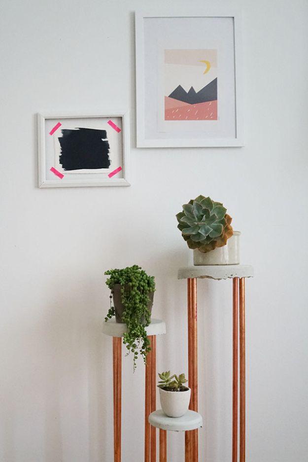 Cement Copper Plant Stand, budget friendly using stuff already sitting in a bin and a detail guests always ask about
