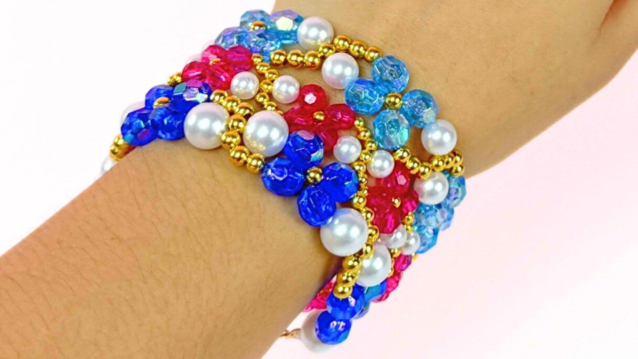 Easy Flower Bead Bracelet for Beginners