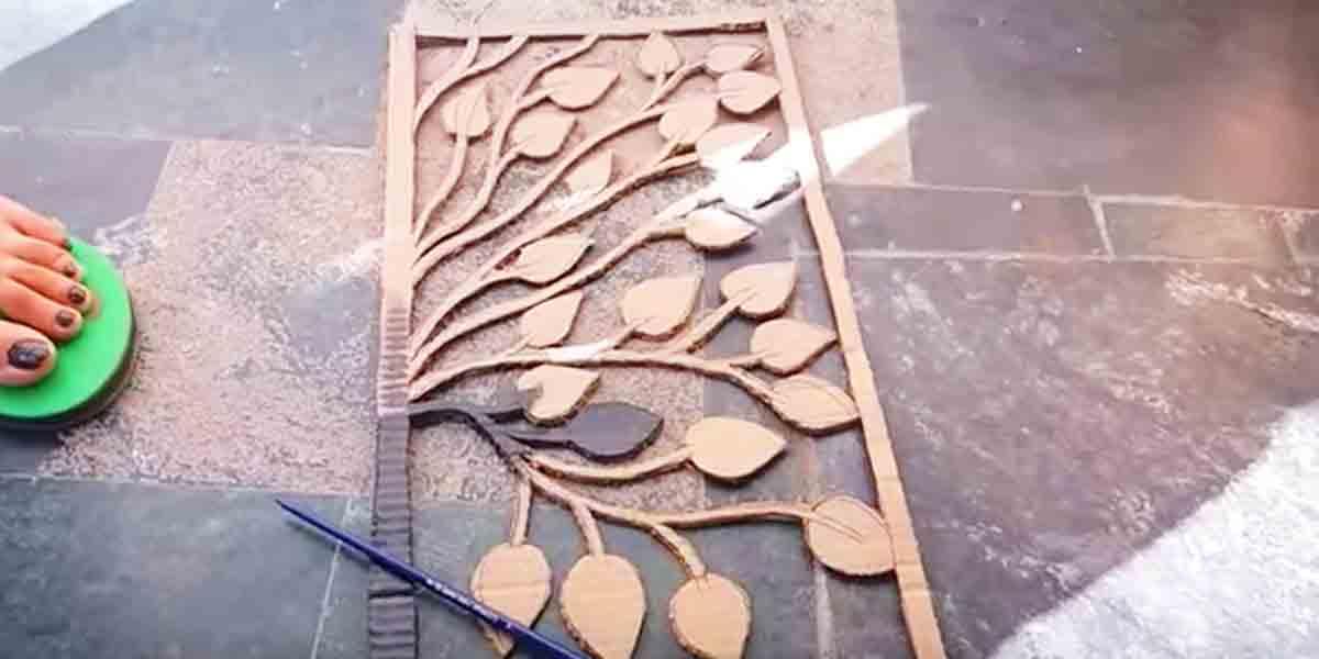 Watch How She Makes Incredible Wall Art With An Exacto Knife, Cardboard And Black Paint!