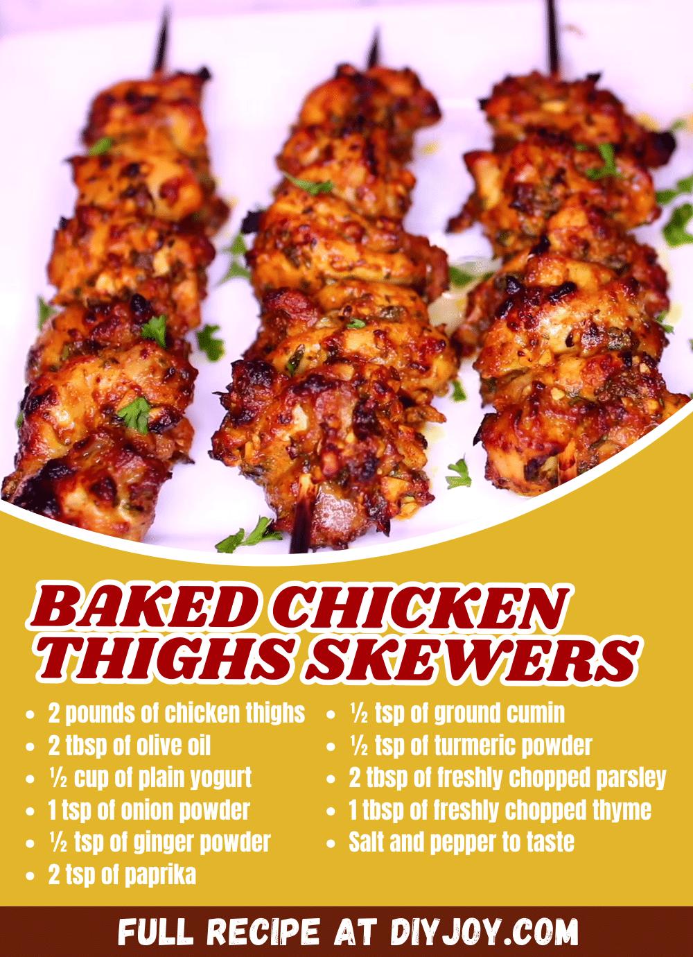 Super Easy Baked Chicken Thighs Skewers Recipe