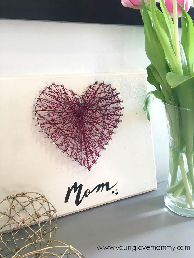 Mother's Day String Art Craft, easy to personalize for whoever it is going to and a thank you gift people actually remember