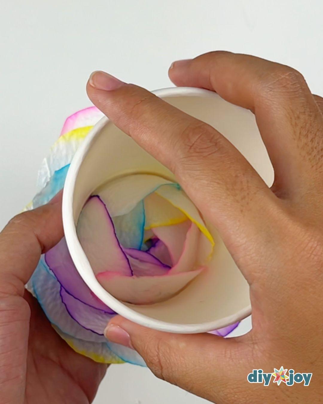 Toilet Paper Flowers — removing the flower