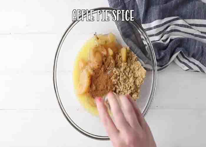 Making the filling for the apple pie bubble up recipe