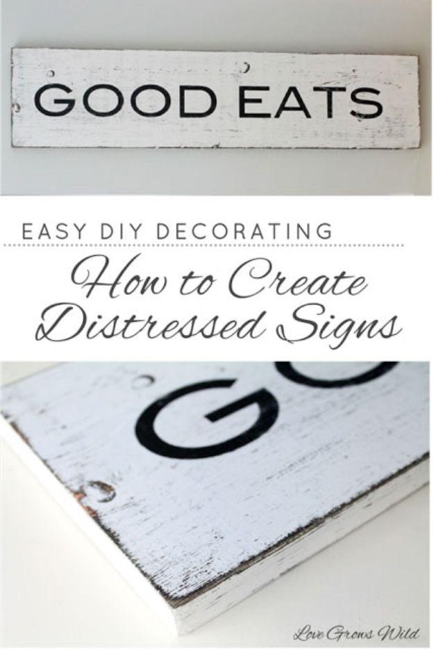 DIY Vintage Signs - How To Create Distressed Signs - Rustic, Vintage Sign Projects to Make At Home - Creative Home Decor on a Budget and Cheap Crafts for Living Room, Bedroom and K