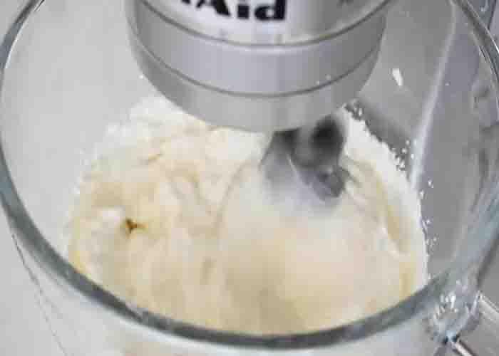 Making the whipped cream for the neapolitan icebox cake
