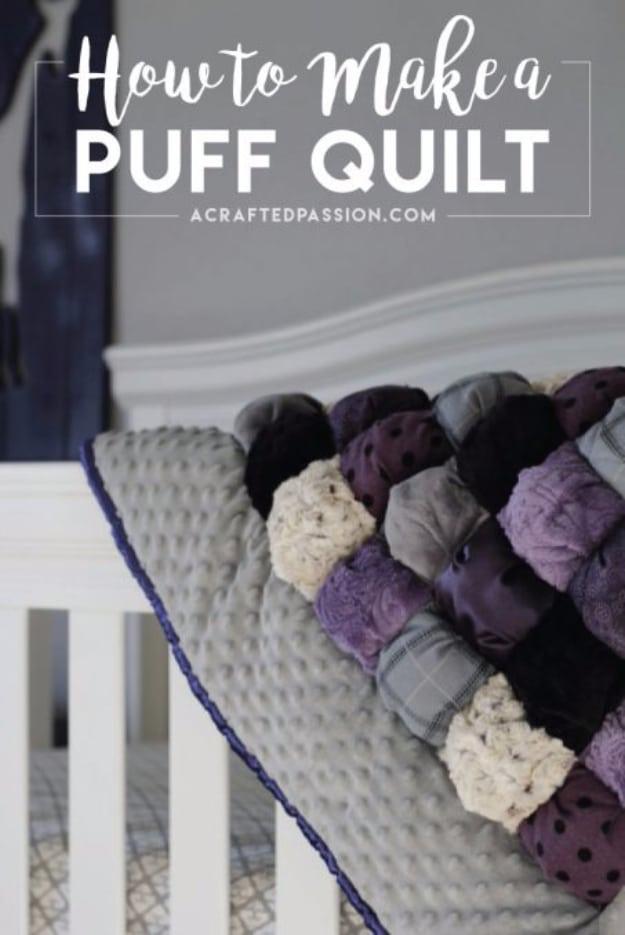 Best Quilting Projects for DIY Gifts - Puff Quilt - Things You Can Quilt and Sew for Friends, Family and Christmas Gift Ideas - Easy and Quick Quilting Patterns for Presents To Giv