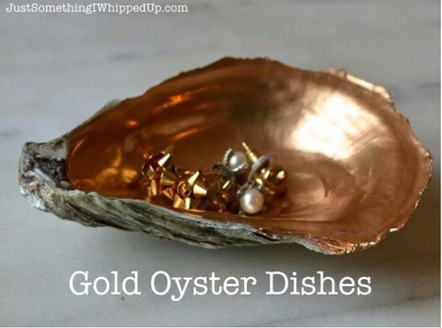 Quick Last Minute DIY Gifts You Can Make - Quick Gift Gold Oyster Dish - Easy and Quick Last Minute DIY Gift Ideas for Mom, Dad, Him or Her, Freinds, Teens, Kids, Girls and Boys. F