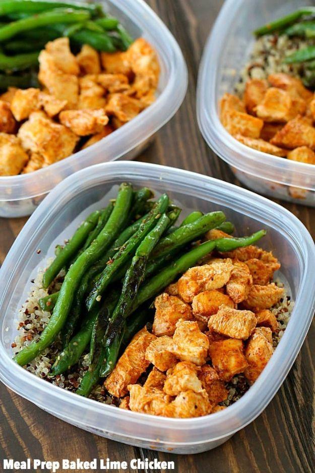 Meal Prep Ideas - Meal Prep Baked Lime Chicken Bowls - Recipes and Planning Tips for Making a Week of Meals - Easy, Healthy Recipe Ideas to Make Ahead - Weeknight Dinners Lunches #