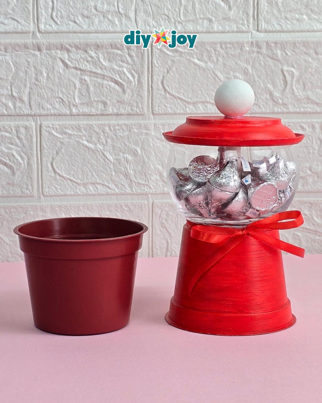Flower Pot Candy Jar — diy gumball machine treat container for gift