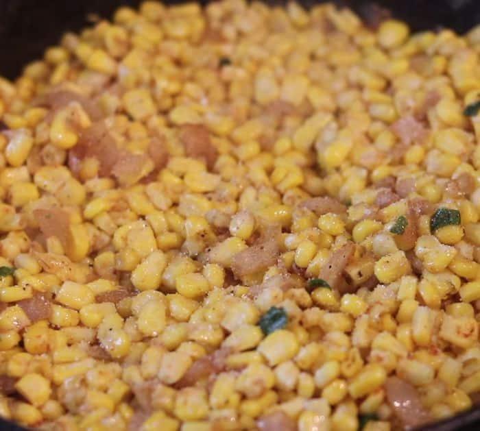 Easy To Make Skillet Cheesy Corn Gratin With Bacon