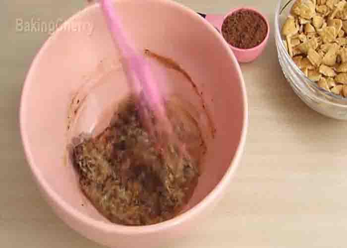 Mixing the ingredients for the cake biscuits bites