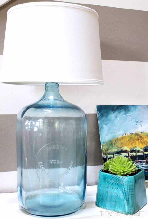 DIY Bottle Lamp, a budget friendly way to upgrade a dark corner and a warm accent light for evening ambiance