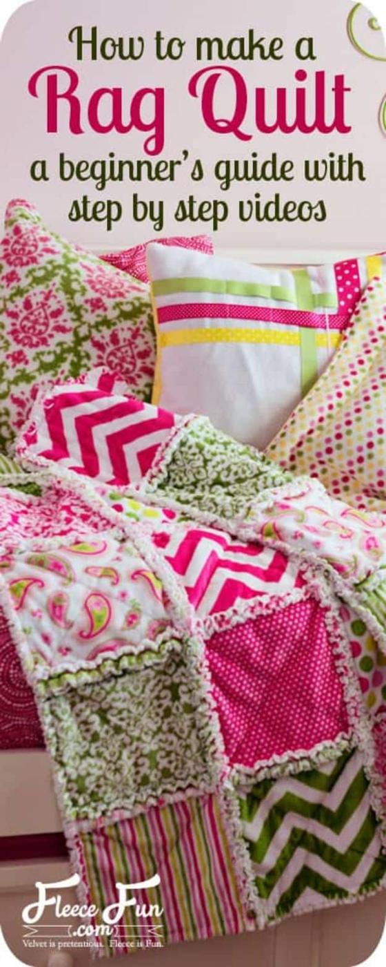 Make A Rag Quilt, simple to scale to fit almost any space and a great fix using stuff you already have on a shelf