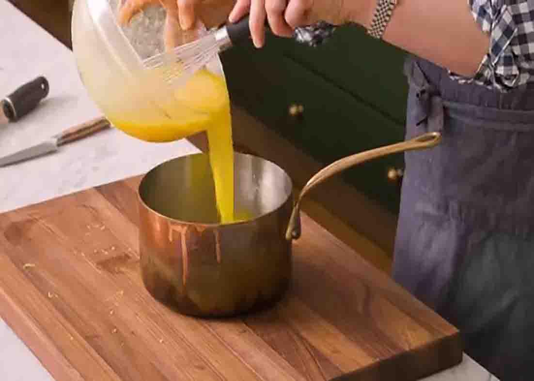 Making the lemon curd for the lemon tart