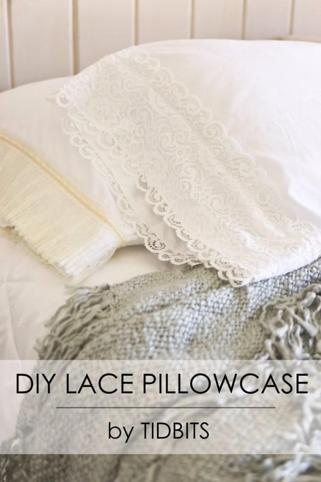 DIY Lace Pillowcase, one of the best pillowcase projects on this list and one worth bookmarking from this list