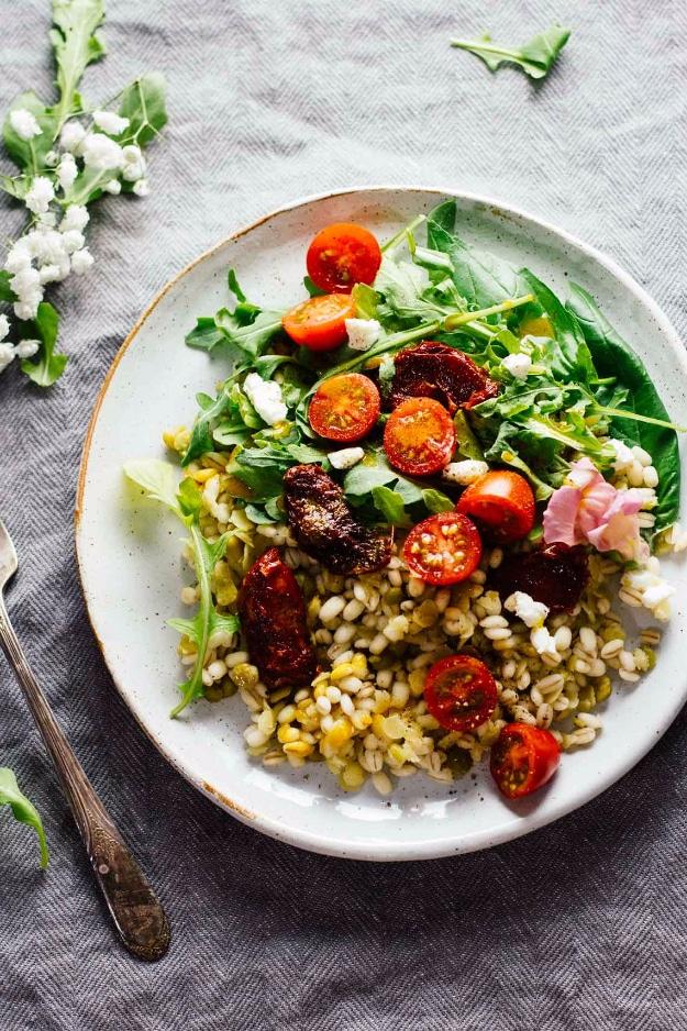 Healthy Lunch Ideas for Work - Sun Dried Tomato Arugula Lentil Salad - Quick and Easy Recipes You Can Pack for Lunches at the Office - Lowfat and Simple Ideas for Eating on the Job