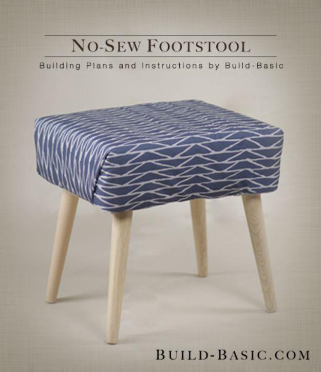 No-Sew Footstool, a pretty no sew home decor idea worth making this weekend and an idea worth saving for later