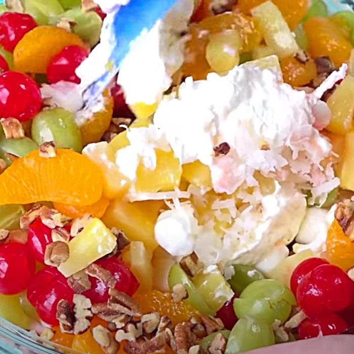 Southern Ambrosia Salad Recipe - Fruit Salad Recipe - Marshmallow Ideas