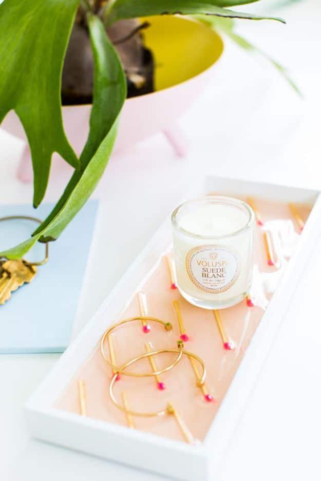 DIY Vanity Trays - DIY Matches Vanity Tray - From Baking Tins - Easy Homemade Decor for Bathroom, Bedroom and Vanities - Tray to Store Jewelry and Accessories With These Cool and E