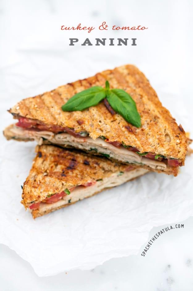 Healthy Lunch Ideas for Work - Turkey And Tomato Panini - Quick and Easy Recipes You Can Pack for Lunches at the Office - Lowfat and Simple Ideas for Eating on the Job - Microwave,