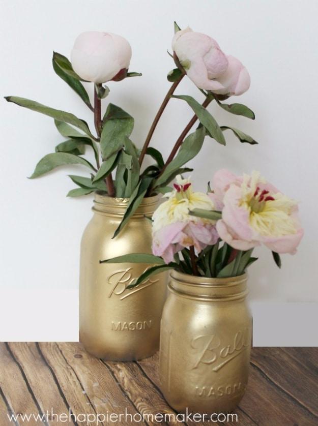 Gilded Gold Mason Jar Vase, forgiving enough to redo without wasting materials and a keepsake worth handing down