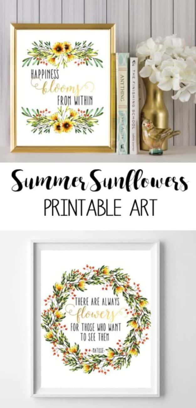 Sunflower Printable Art, forgiving enough to fit almost any frame and proof a small touch makes a big difference