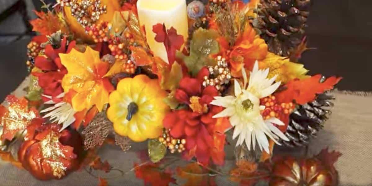 She Glues Glitter On A Fall Leaves And Makes An Amazing Centerpiece For Under $10!