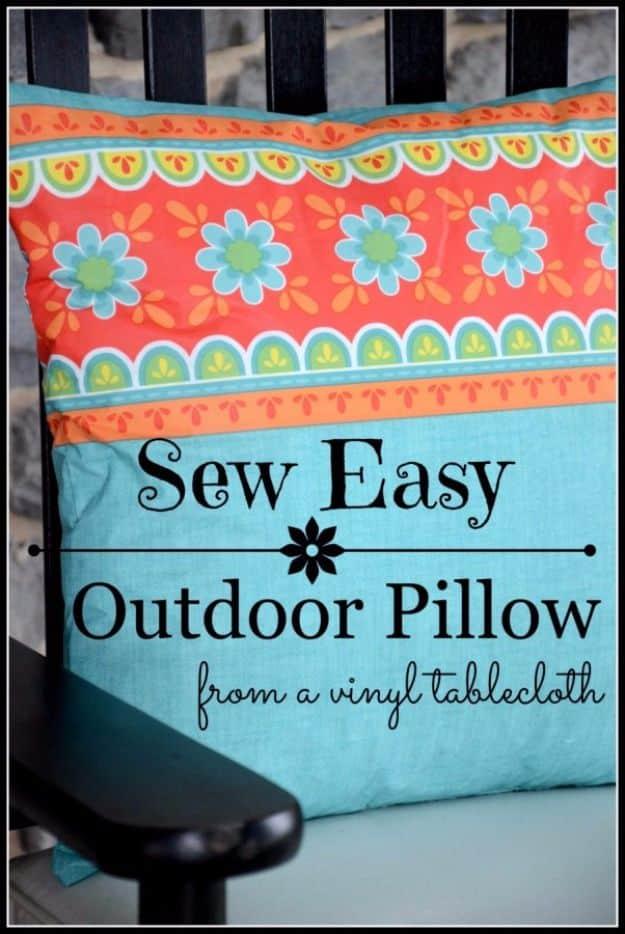 Easy Outdoor Pillows, basic enough in supplies to raid the odds and ends bin and a keepsake that lasts long after trends fade