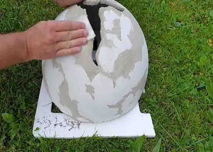 Sanding the sphere planter