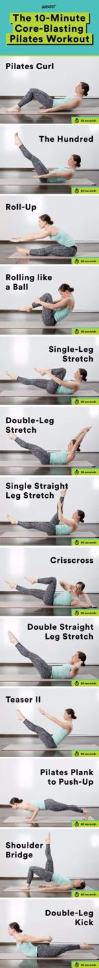 10-Minute Core-Blasting Pilates Workout, short enough to fit into a lunch break and results worth the ten minutes it takes