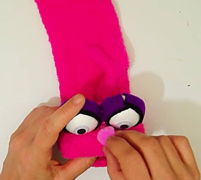 Mark sock puppets with Dollar Store Socks and cardstock